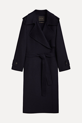 Long Trench-Effect Wool Blend Coat from Massimo Dutti