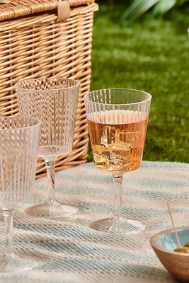 Set Of 4 Ribbed Clear Acrylic Wine Glass, £5 | Dunelm 