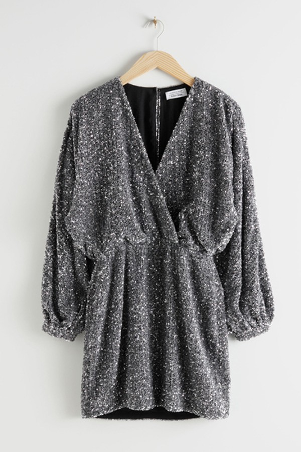Sequin Mini Wrap Dress