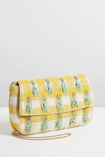 Beaded Gingham Clutch Bag from Oliver Bonas