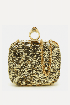 Gold Sequin Frame Chain Clutch from Dolce & Gabbana