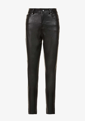Five-Pocket Tapered-Leg Mid-Rise Faux-Leather Trousers from Commando