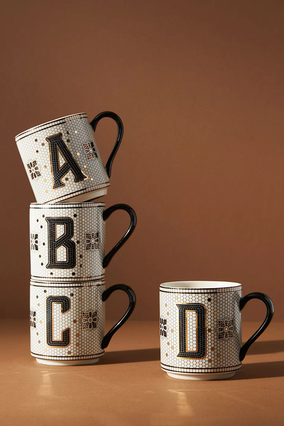 Bistro Tiled Margot Monogram Mug from Anthropologie