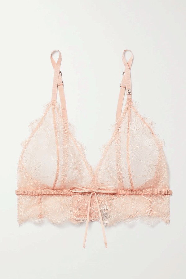 Dawn Bow-Detailed Satin-Trimmed Lace Soft-Cup Triangle Bra from Love Stories