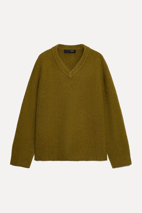 Plain Knit V-Neck Jumper from Zara
