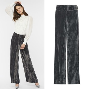 Chitra Crinkle Velvet Wide Leg Trousers