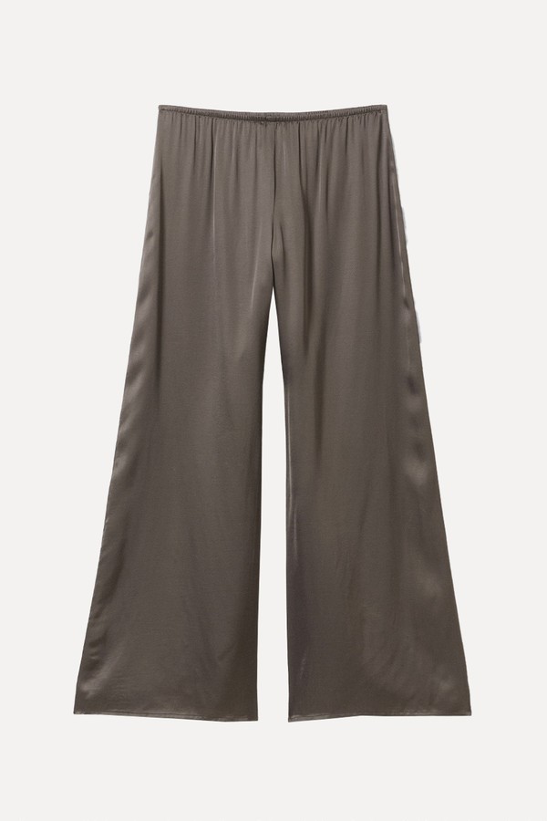 Draped Wide-Leg Satin Trousers from Weekday