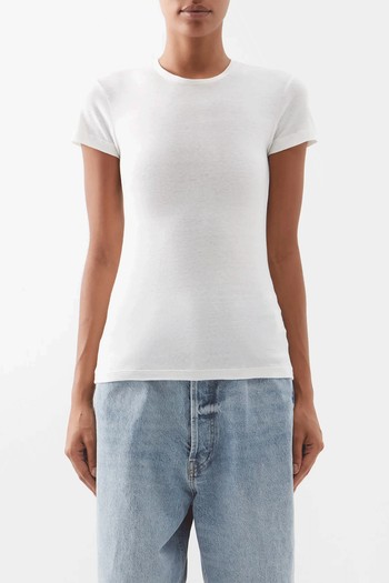 Cap Sleeve Recycled Cotton Cashmere-Blend T-shirt from Raey