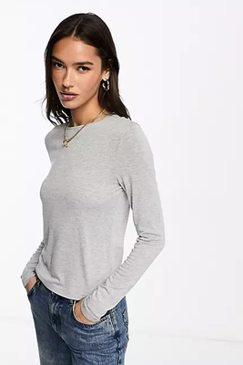 Fine Knit Long Sleeve Crew Neck Top from ASOS DESIGN