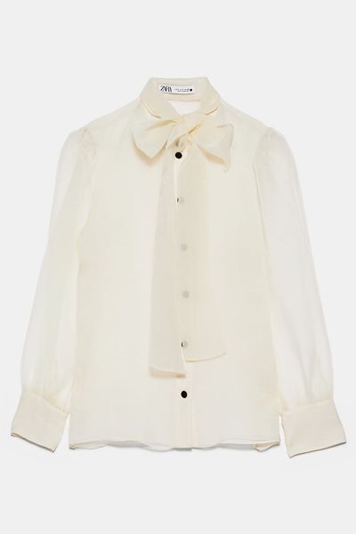 Organza Blouse With Bow Detail from Zara