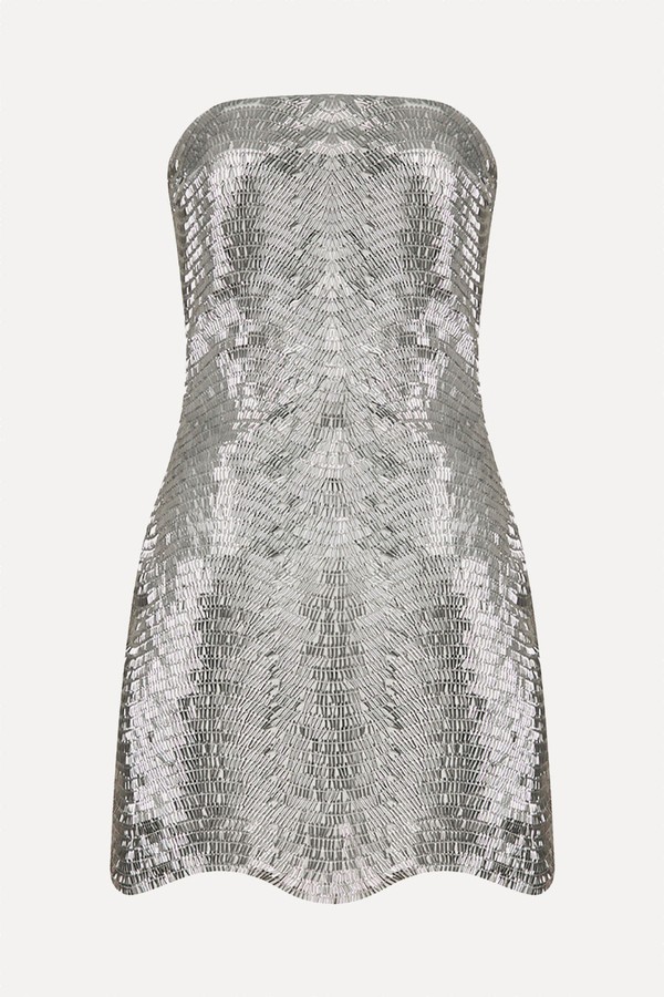 Moss Strapless Sequined Mini Dress