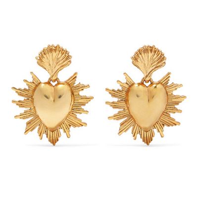 Sacred Heart Gold-Tone Earrings from Oscar De La Renta