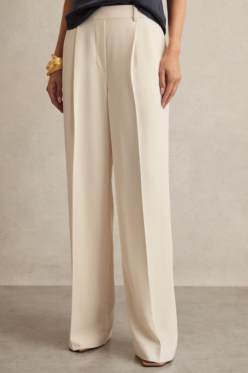 Eden Elasticated-Waist Wide-Leg Twill Trousers