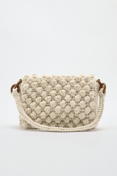Crochet Shoulder Bag With Knotted Texture