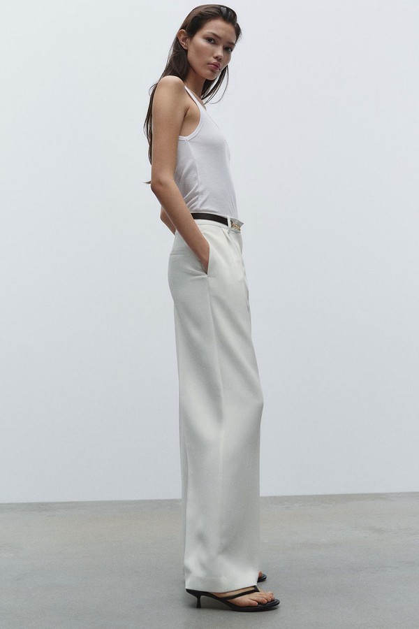 Darted Wide-Leg Trousers