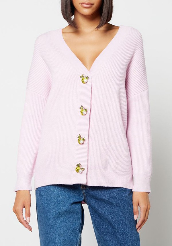 Frankie Embellished Ribbed-Knit Cardigan from Olivia Rubin