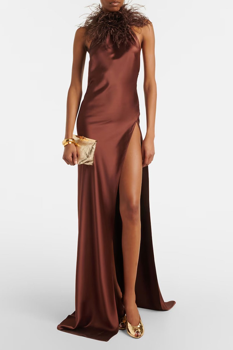 Jazzy Embellished Feather-Trimmed Gown from The New Arrivals Ilkyaz Ozel