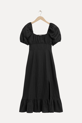 Puff Sleeve Linen Midi Dress from & Other Stories