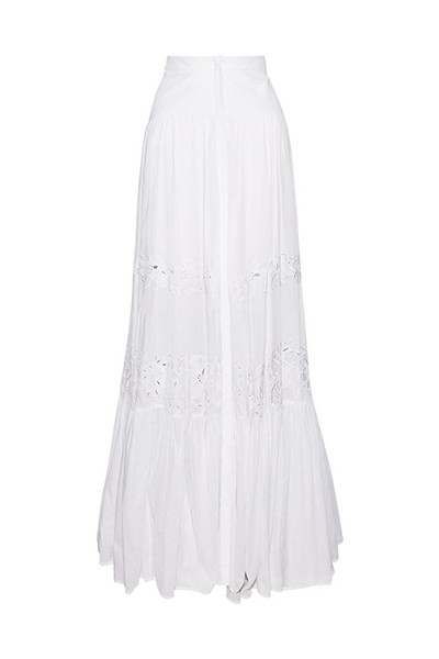 Pleated Broderie Cotton Maxi Skirt from Robert Cavalli