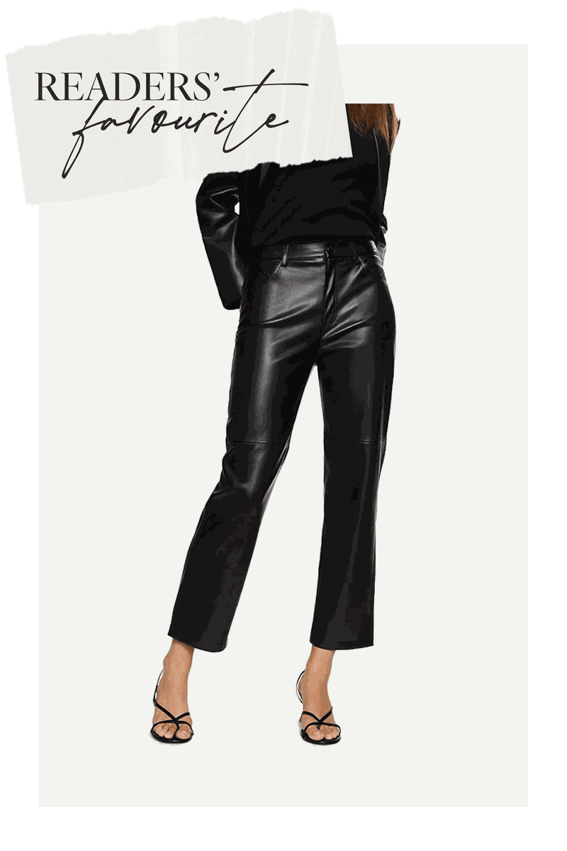 Croc Effect Leather Look Trousers from Mango