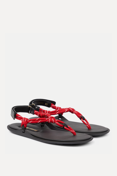 Riviere Leather-Trimmed Thong Sandals from Miu Miu