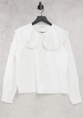 Shirt With Oversized Collar in White from JDY