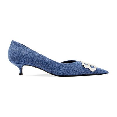 Logo Embellished Denim Pumps from Balenciaga