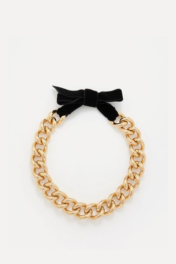 Cara Velvet-Bow 18kt Gold-Plated Necklace from By Alona