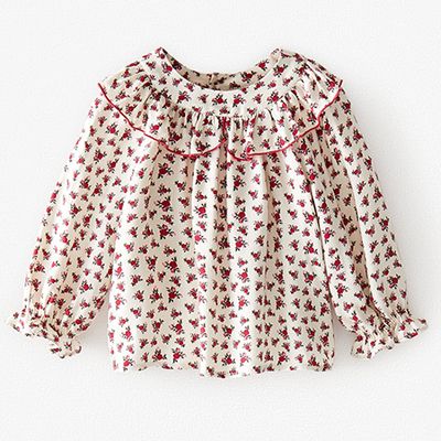 Floral Ruffled Peter Pan Collar Shirt