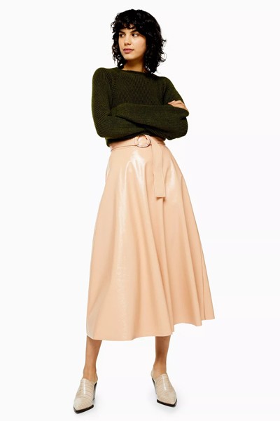 Nude Full Circle Vinyl Midi Skirt