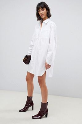 Shirt Dress With Ruched Sleeves from Asos