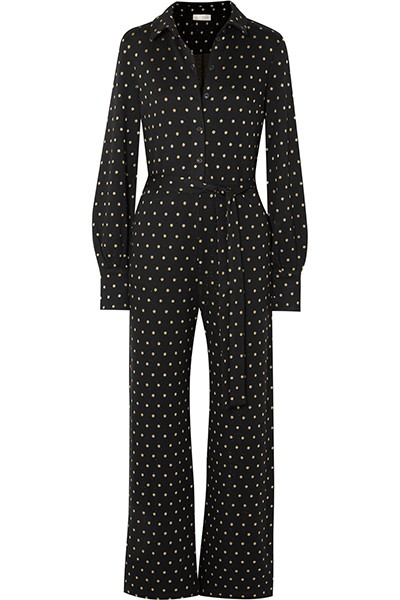 Embroidered Polka-Dot Jumpsuit