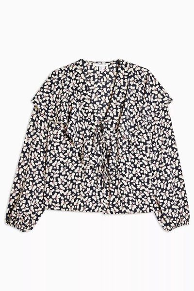 Black Daisy Print Blouse