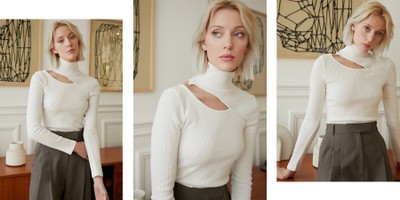 Ivory Cut-Out Ring Knit Top, £98 | Pixie Market 