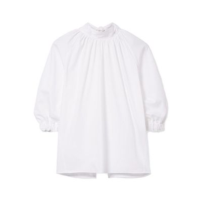 Tie-Back Pleated Cotton-Poplin Blouse from Rosetta Getty