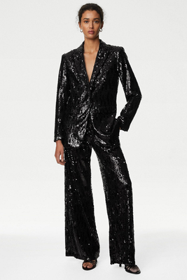 Sequin Elasticated Waist Wide Leg Trousers from M&S