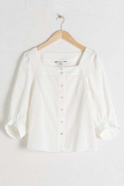 Plaid Cotton Puff Sleeve Blouse from & Other Stories