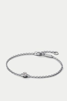 Era Bezel Sterling Silver Lab-grown Diamond Chain Bracelet