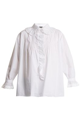Broderie Anglaise Trimmed Cotton Blouse from Nili Lotan