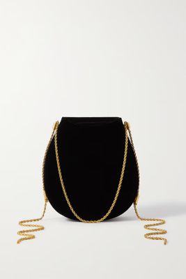Corvus 0.1 Chain-Embellished Velvet Shoulder Bag from Neous