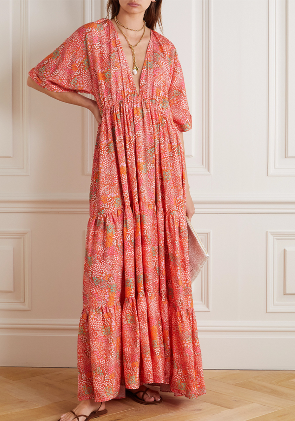 Amelia Tiered Floral-Print Tencel Lyocell-Twill Maxi Dress from Eywasouls Malibu