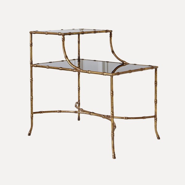 Gilt Bamboo Rectangular Side Table from Paolo Moschino