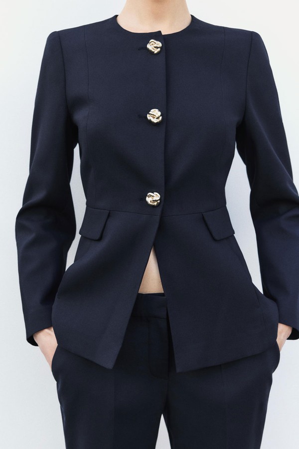 Fitted Round Neck Blazer