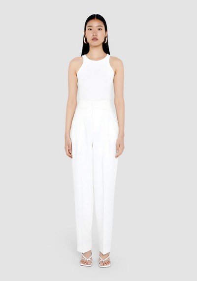 Ivory Satin High Waisted Pants from Sundarbay