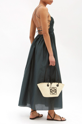Shirred Organic Cotton And Silk-Blend Maxi Dress from Matteau