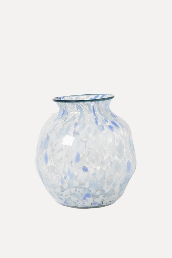 Alma Blue Spot Clear Glass Vase from Oliver Bonas