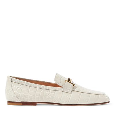 Embellished Croc-Effect Leather Loafers from Tod's
