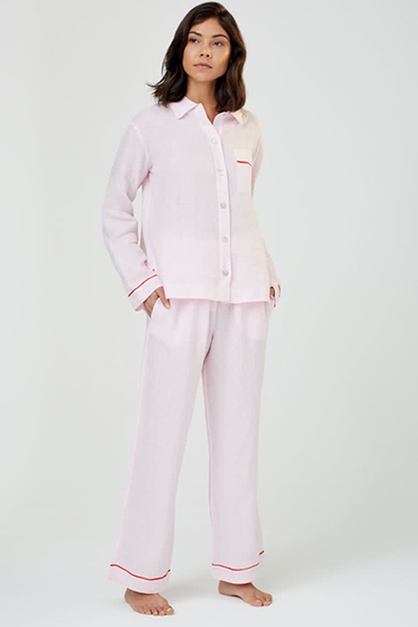 Pepper Pink Linen Pyjama Shirt from Hesper Fox