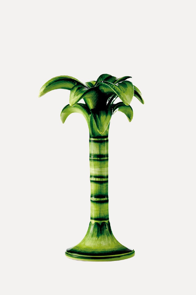 Medium Hand Painted Palm Tree Candlestick from Les Ottomans