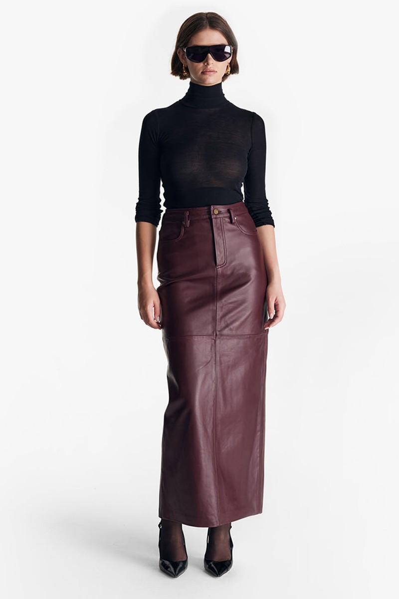 Leather Maxi Skirt from De Savary London